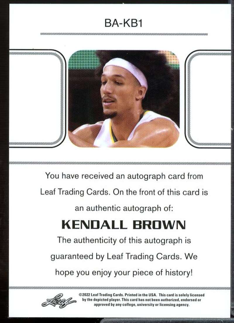 Kendall Brown Rookie Card 2021-22 Leaf Memories '90 Platinum #BAKB1  Image 2