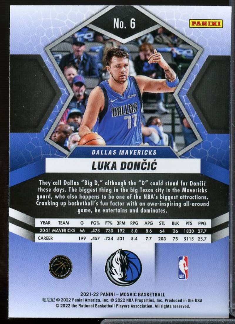 Luka Doncic Card 2021-22 Panini Mosaic #6  Image 2