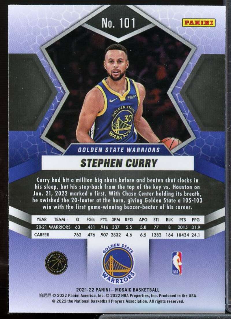 Stephen Curry Card 2021-22 Panini Mosaic #101  Image 2