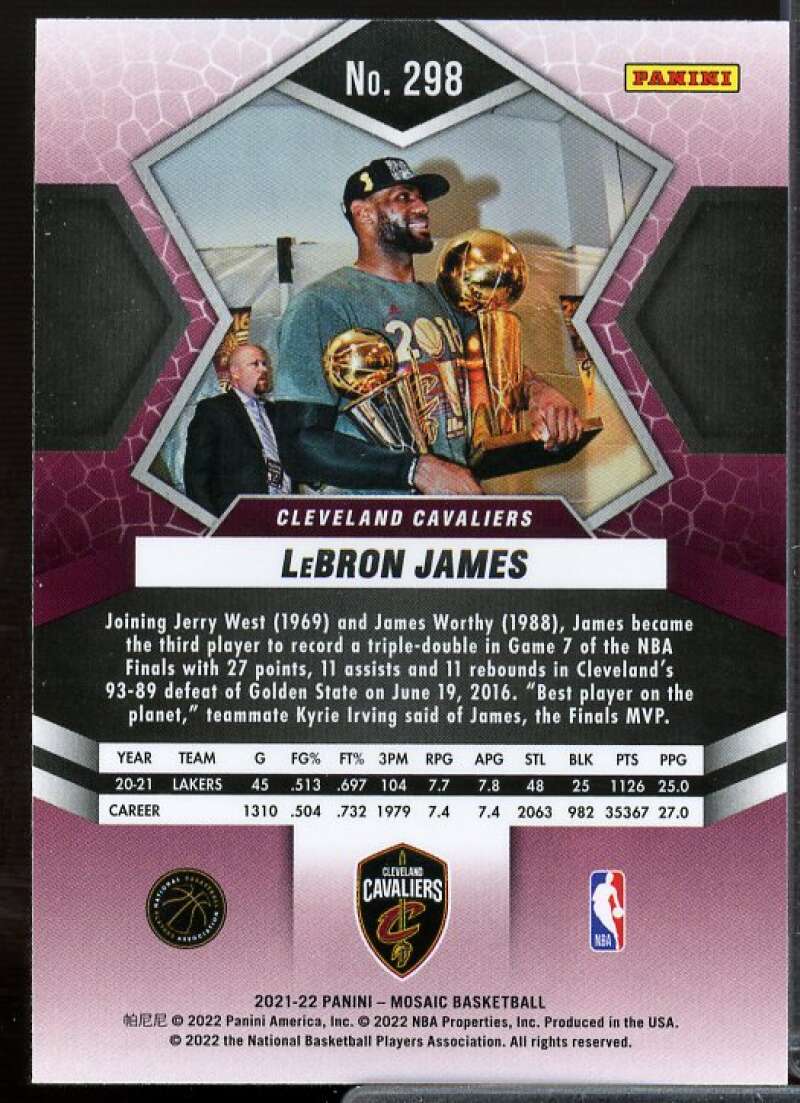 LeBron James MVP Card 2021-22 Panini Mosaic #298  Image 2