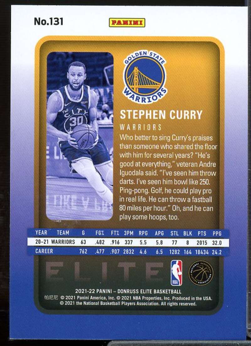Stephen Curry Card 2021-22 Elite #131  Image 2