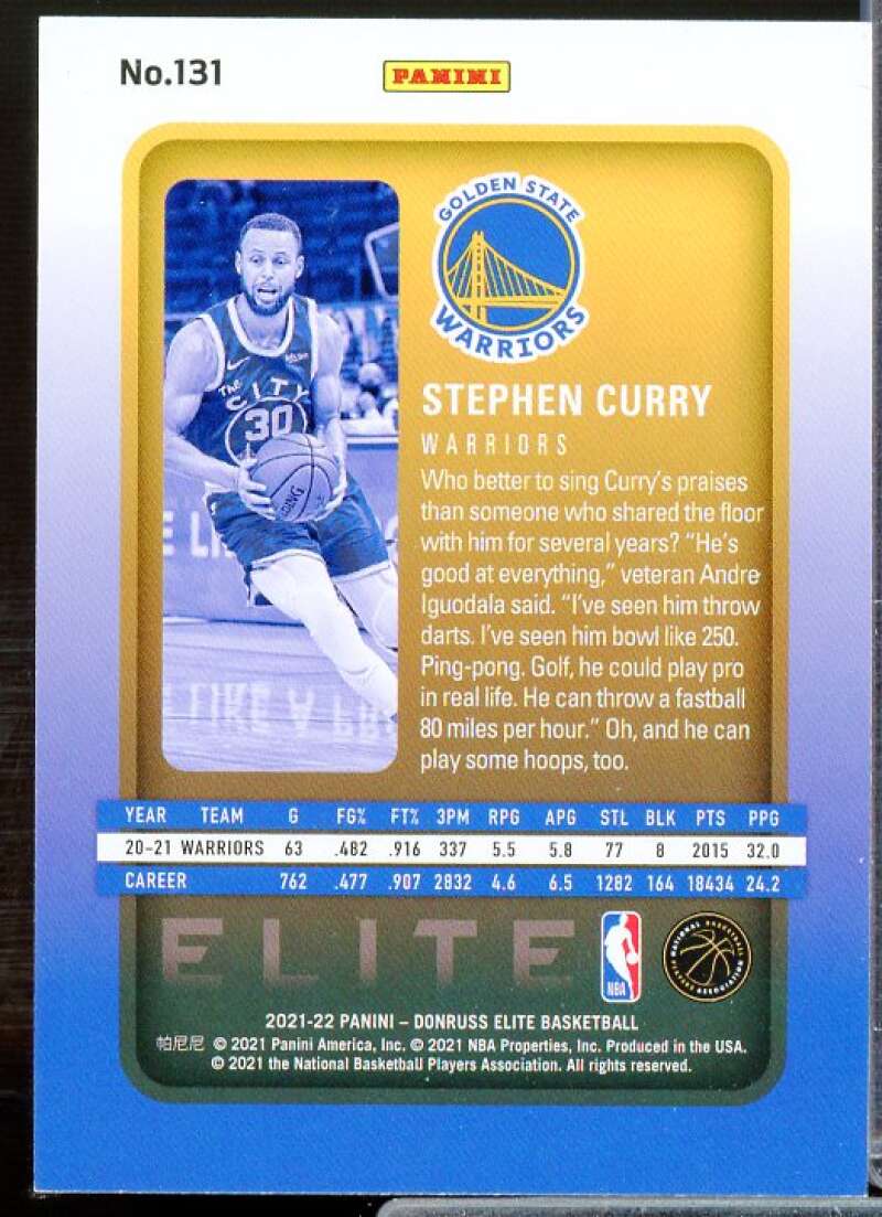 Stephen Curry Card 2021-22 Elite #131  Image 2