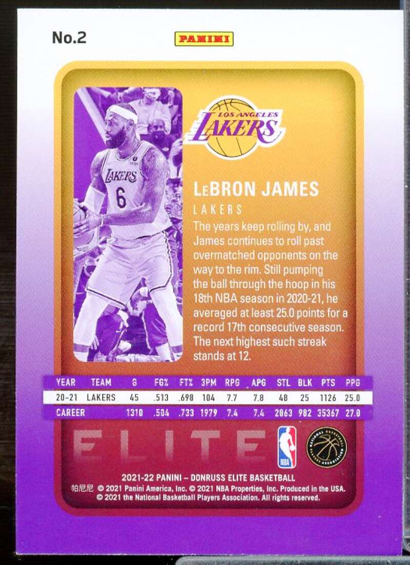 LeBron James Card 2021-22 Elite #2  Image 2