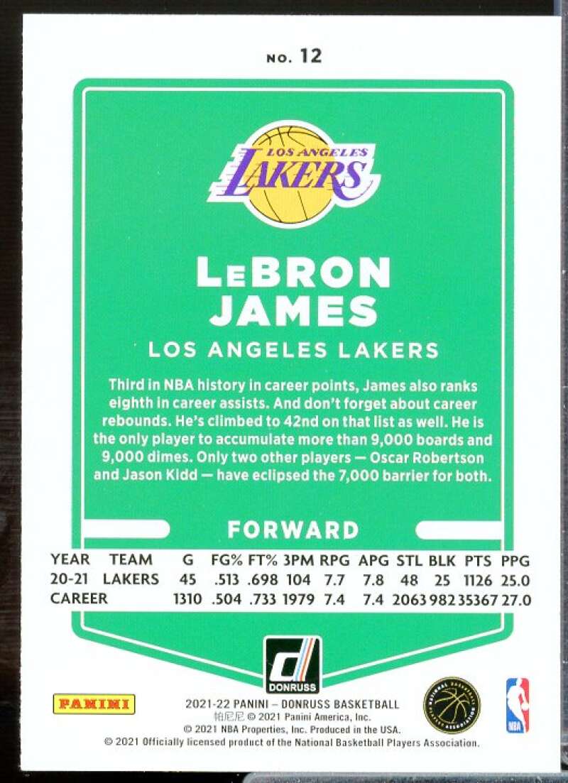 LeBron James Card 2021-22 Donruss #12  Image 2