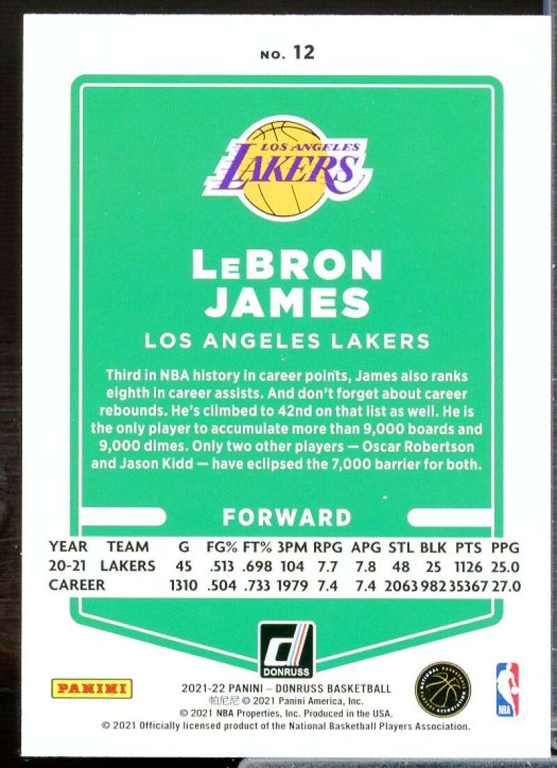 LeBron James Card 2021-22 Donruss #12  Image 2