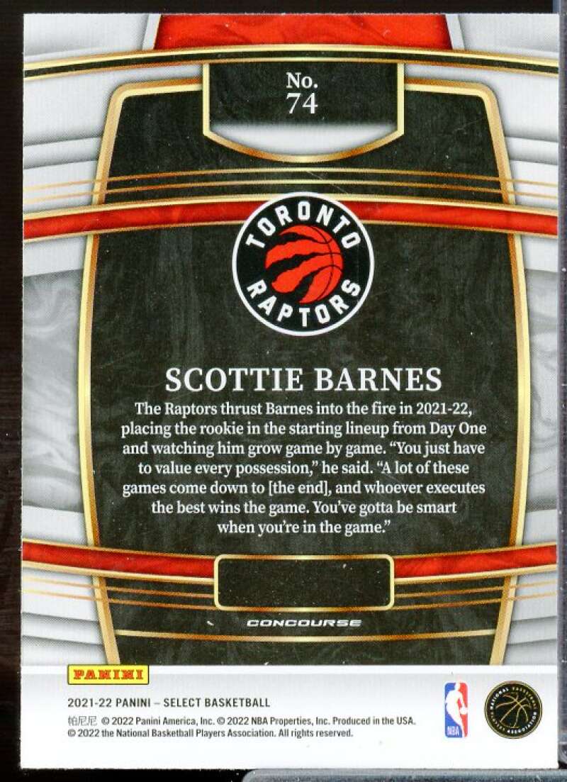 Scottie Barnes Rookie Card 2021-22 Select Blue #74  Image 2