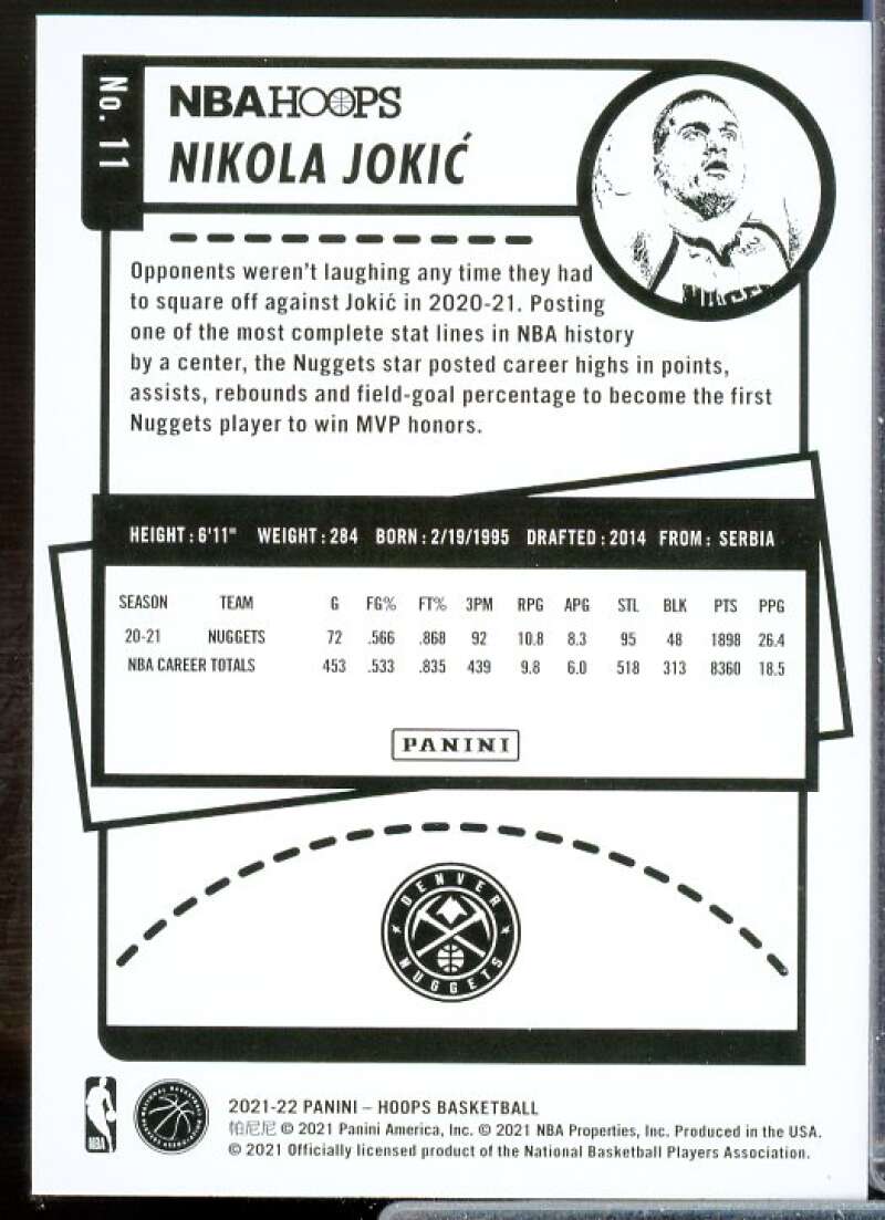 Nikola Jokic Card 2021-22 Hoops #11  Image 2