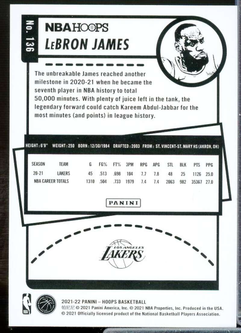LeBron James Card 2021-22 Hoops #136  Image 2