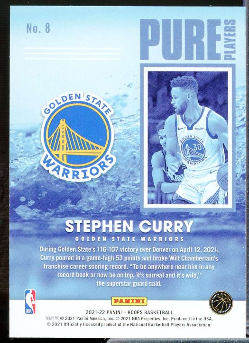 Stephen Curry Card 2021-22 Hoops Pure Players #8  Image 2