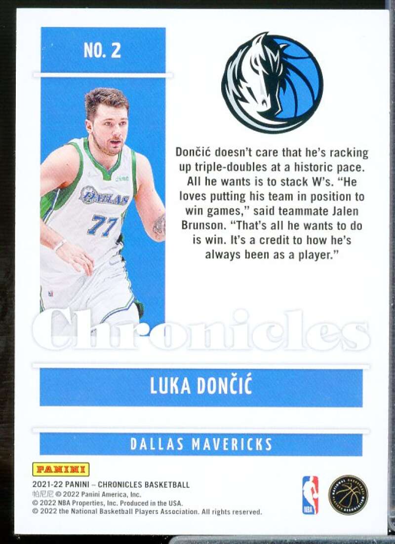 Luka Doncic Card 2021-22 Panini Chronicles #2  Image 2