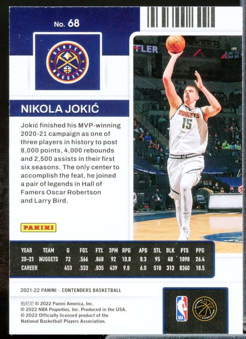 Nikola Jokic Card 2021-22 Panini Contenders #68  Image 2