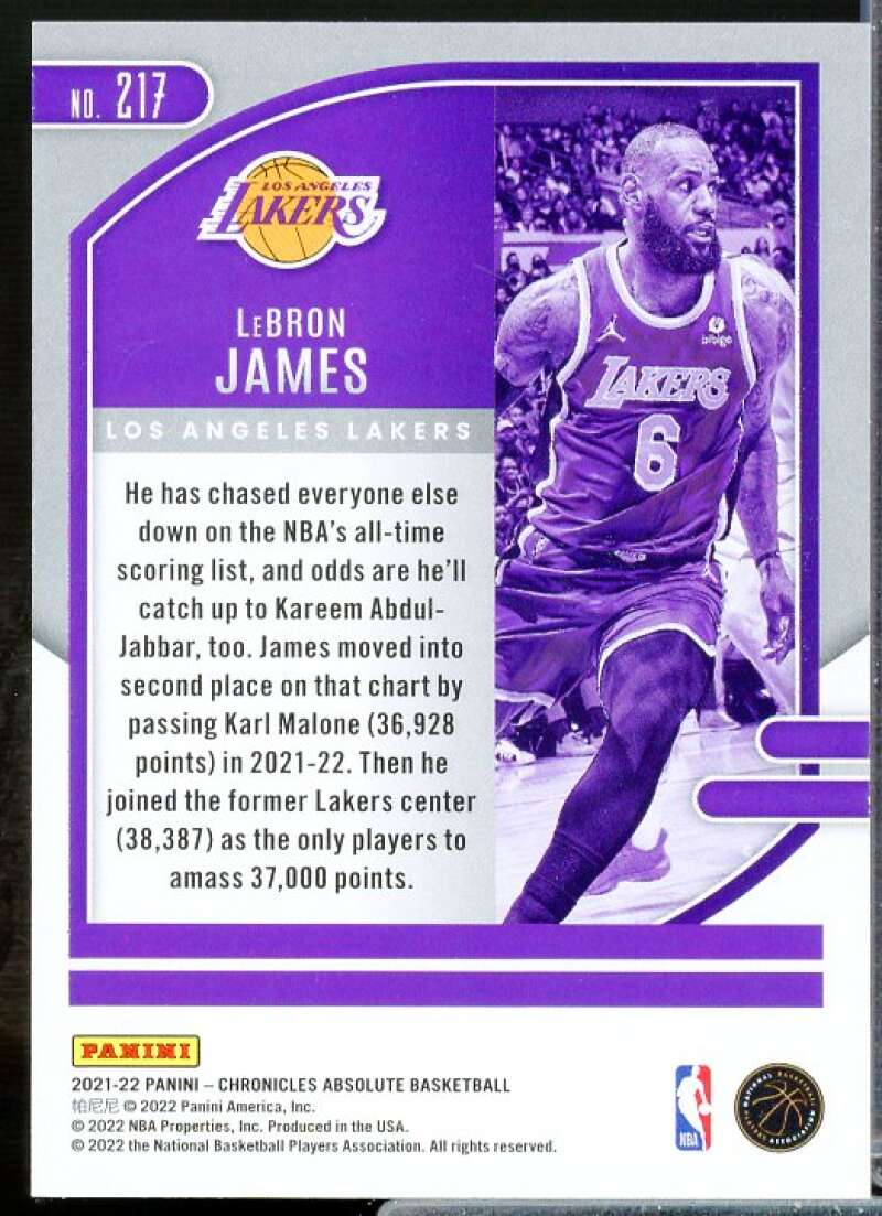 LeBron James/Absolute Card 2021-22 Panini Chronicles #217  Image 2