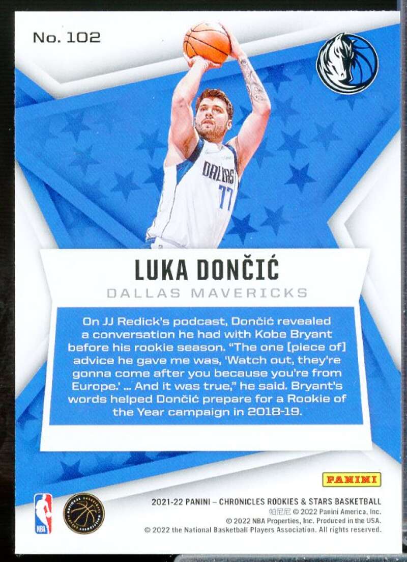 Luka Doncic/Rookies Stars Card 2021-22 Panini Chronicles #102  Image 2