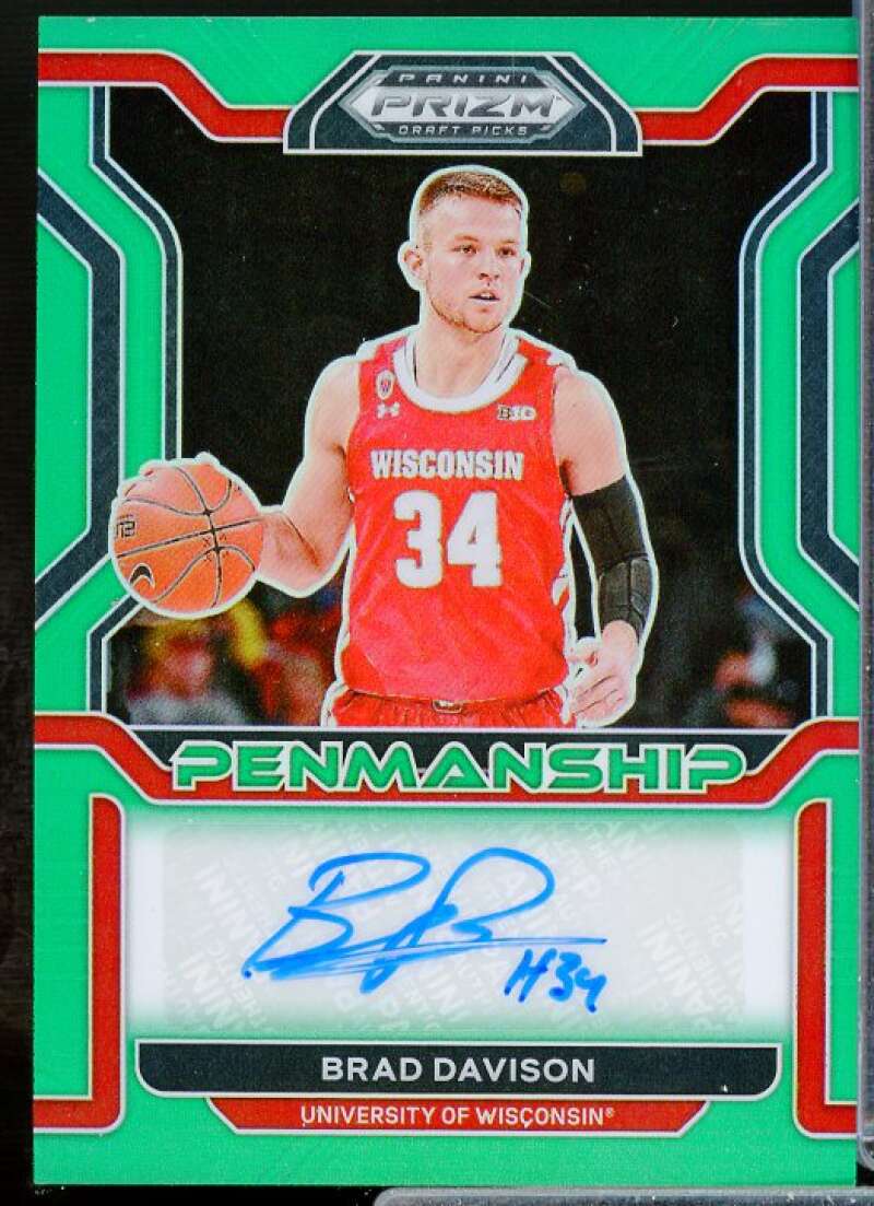 Brad Davison 2022 Panini Prizm Draft Picks College Penmanship Prizms Green #16  Image 1
