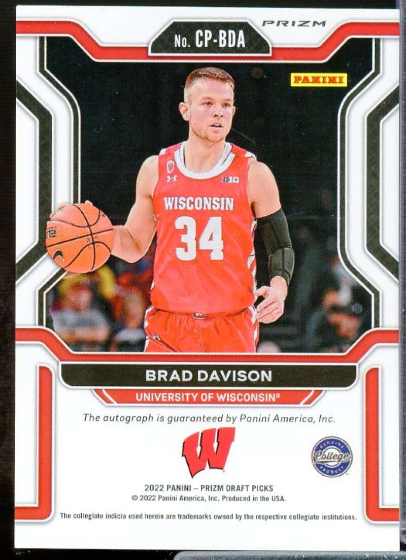 Brad Davison 2022 Panini Prizm Draft Picks College Penmanship Prizms Green #16  Image 2