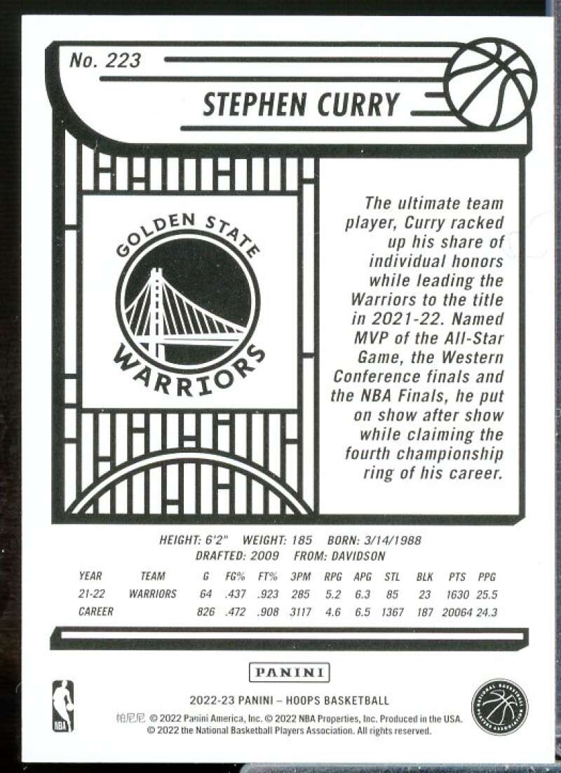 Stephen Curry Card 2022-23 Hoops Winter #223  Image 2