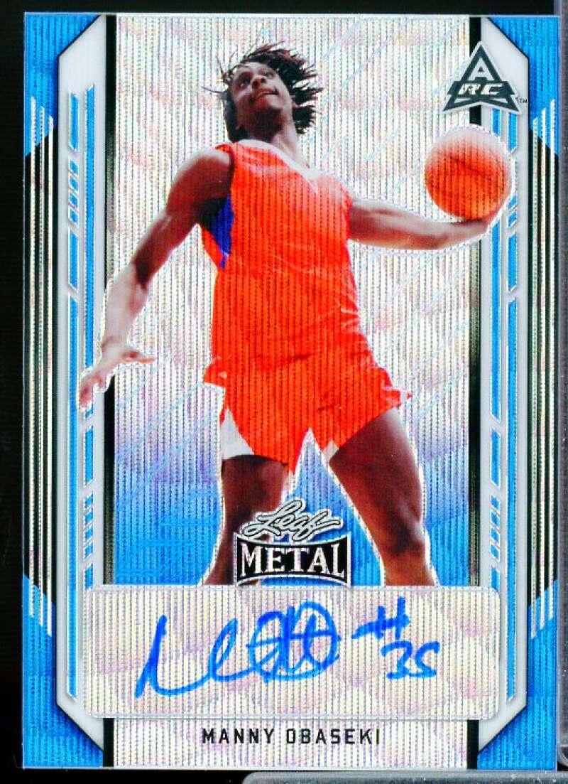 Manny Obaseki Rookie Card 2021-22 Leaf Metal Blue Wave #BAMO1  Image 1