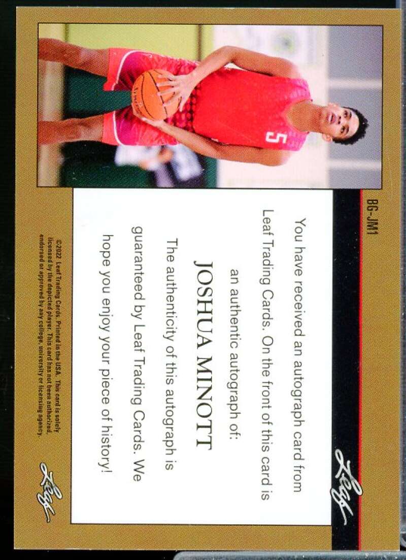 Joshua Minott Rookie Card 2021-22 Leaf Memories '92 Green #BGJM1  Image 2