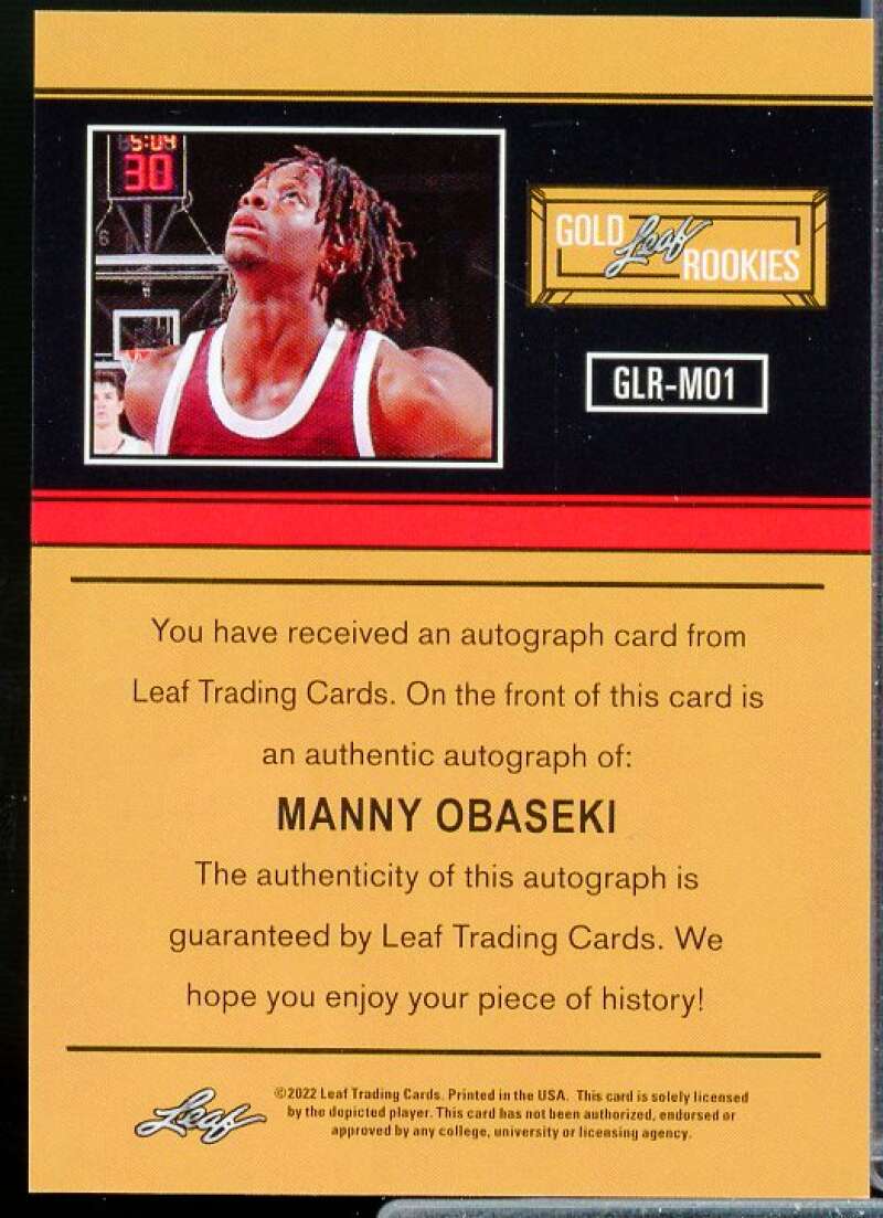 Manny Obaseki Rookie Card 2021-22 Leaf Memories '91 Bronze #GLRMO1  Image 2