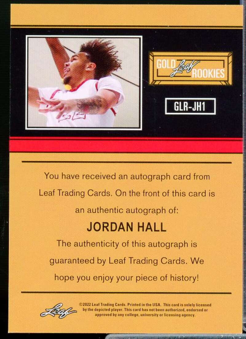 Jordan Hall Rookie Card 2021-22 Leaf Memories '91 Bronze #GLRJH1  Image 2