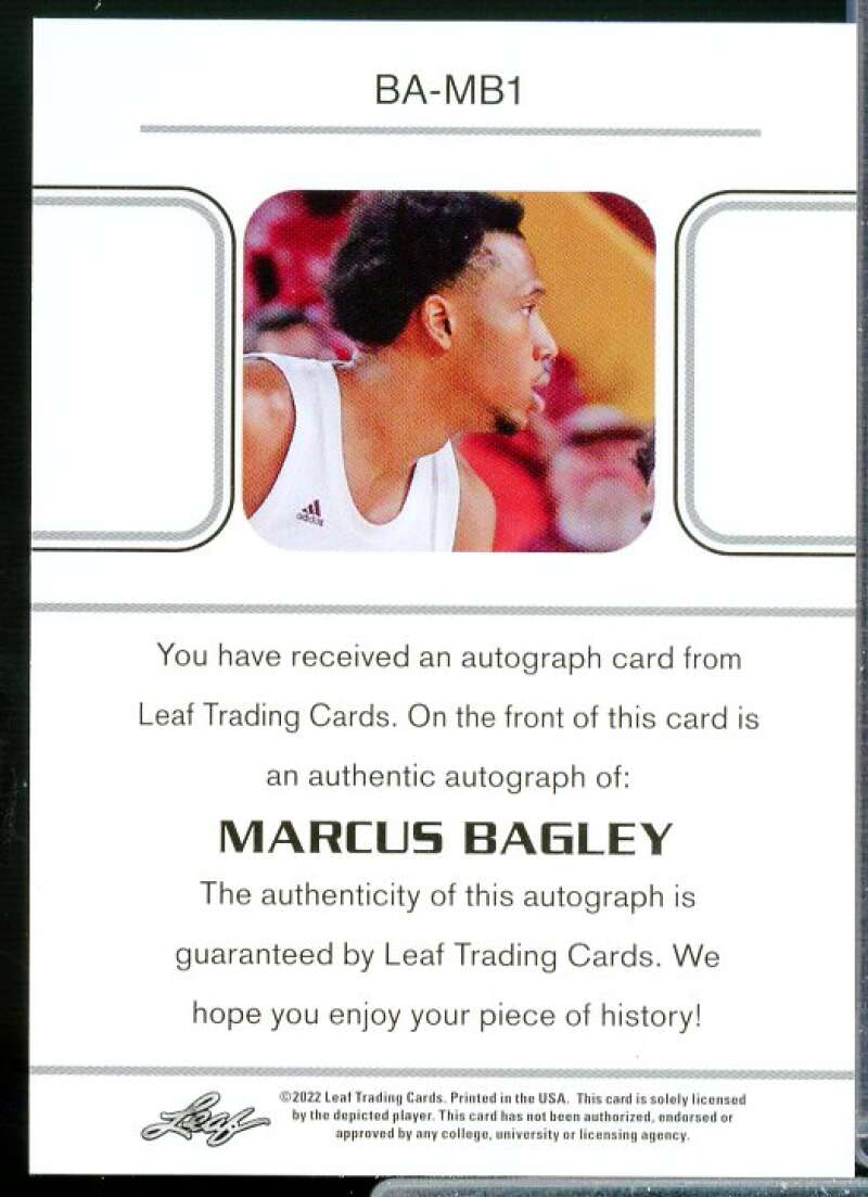 Marcus Bagley Rookie Card 2021-22 Leaf Memories '90 Bronze #BAMB1  Image 2