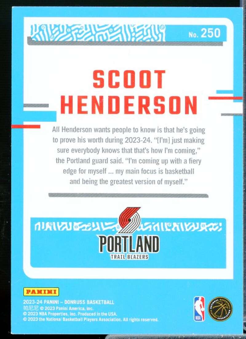 Scoot Henderson Rookie Card 2023-24 Donruss #250  Image 2