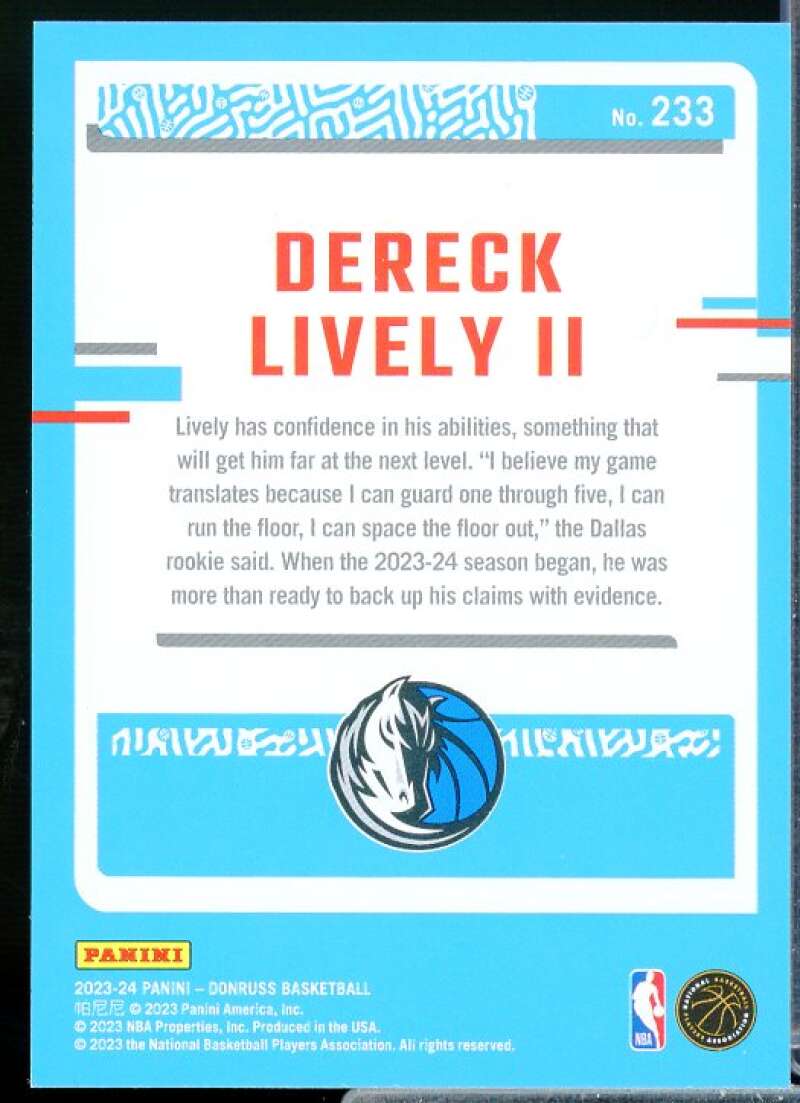 Dereck Lively II Rookie Card 2023-24 Donruss #233  Image 2
