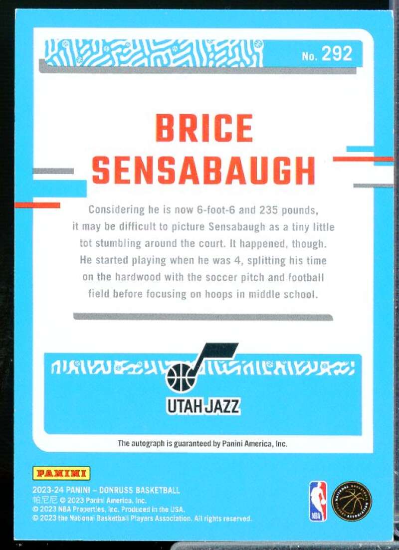 Brice Sensabaugh 2023-24 Donruss Rated Rookies Signatures Holo Blue Laser #292  Image 2