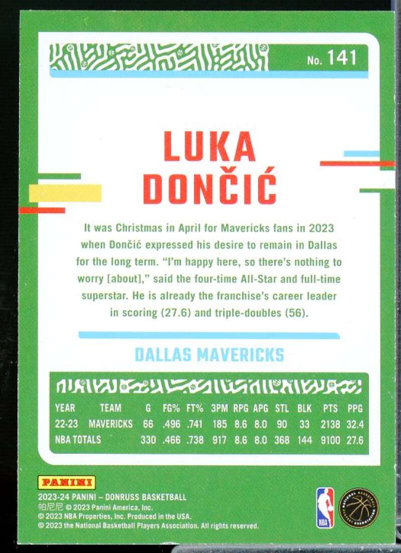 Luka Doncic Card 2023-24 Donruss Holo Green Laser #141  Image 2