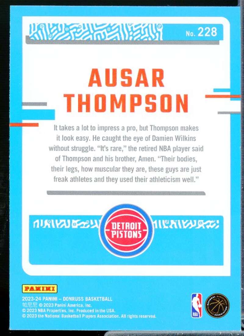 Ausar Thompson Rookie Card 2023-24 Donruss Holo Green Laser #228  Image 2