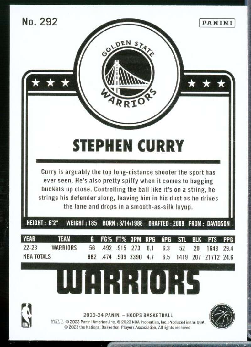 Stephen Curry Card 2023-24 Hoops #292  Image 2