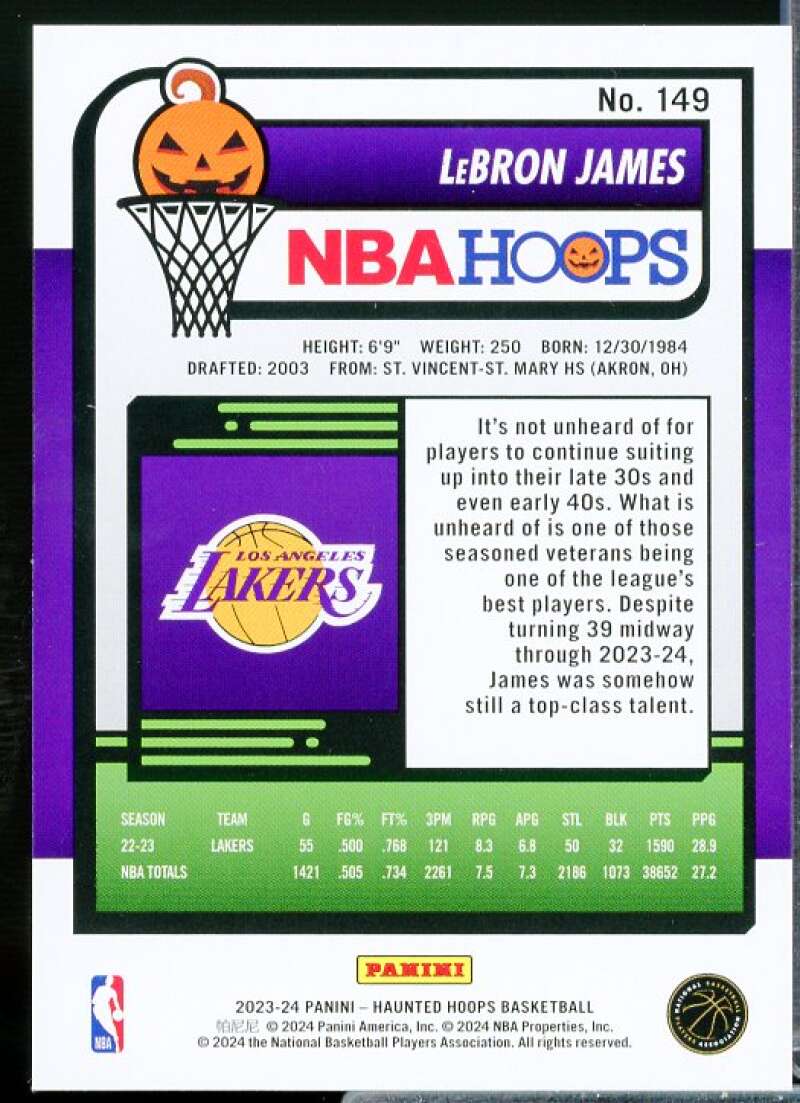 LeBron James Card 2023-24 Hoops Haunted Hoops Green #149  Image 2