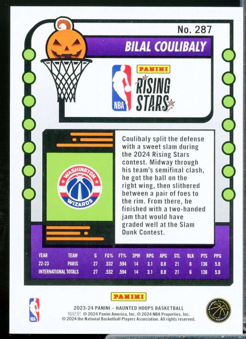 Bilal Coulibaly RS Rookie Card 2023-24 Hoops Haunted Hoops Orange #287  Image 2