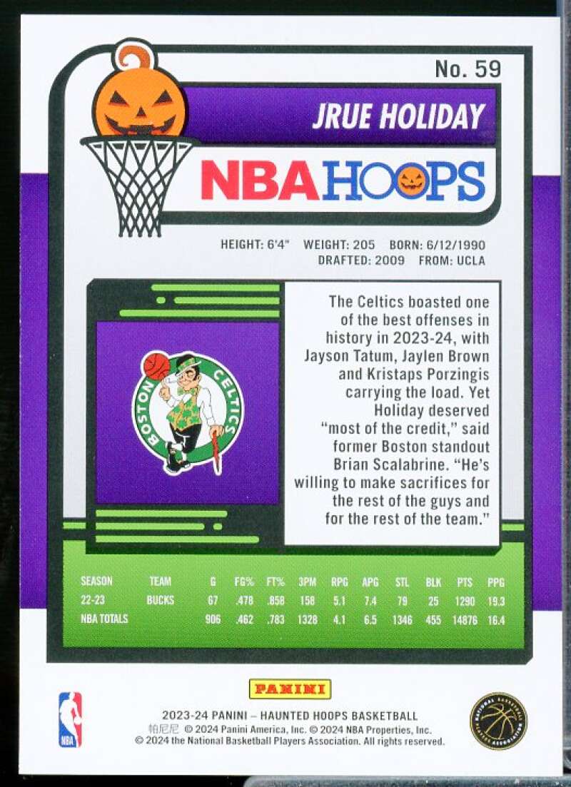 Jrue Holiday Card 2023-24 Hoops Haunted Hoops Holo Webs #59  Image 2