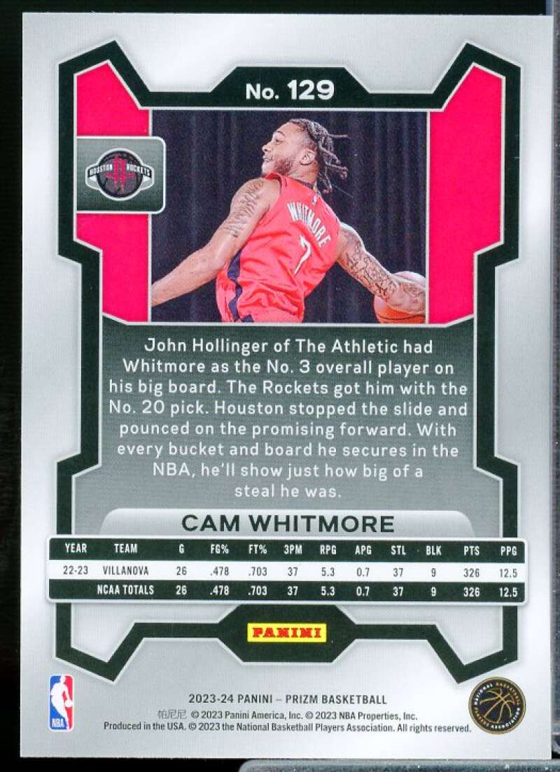 Cam Whitmore Rookie Card 2023-24 Panini Prizm #129  Image 2