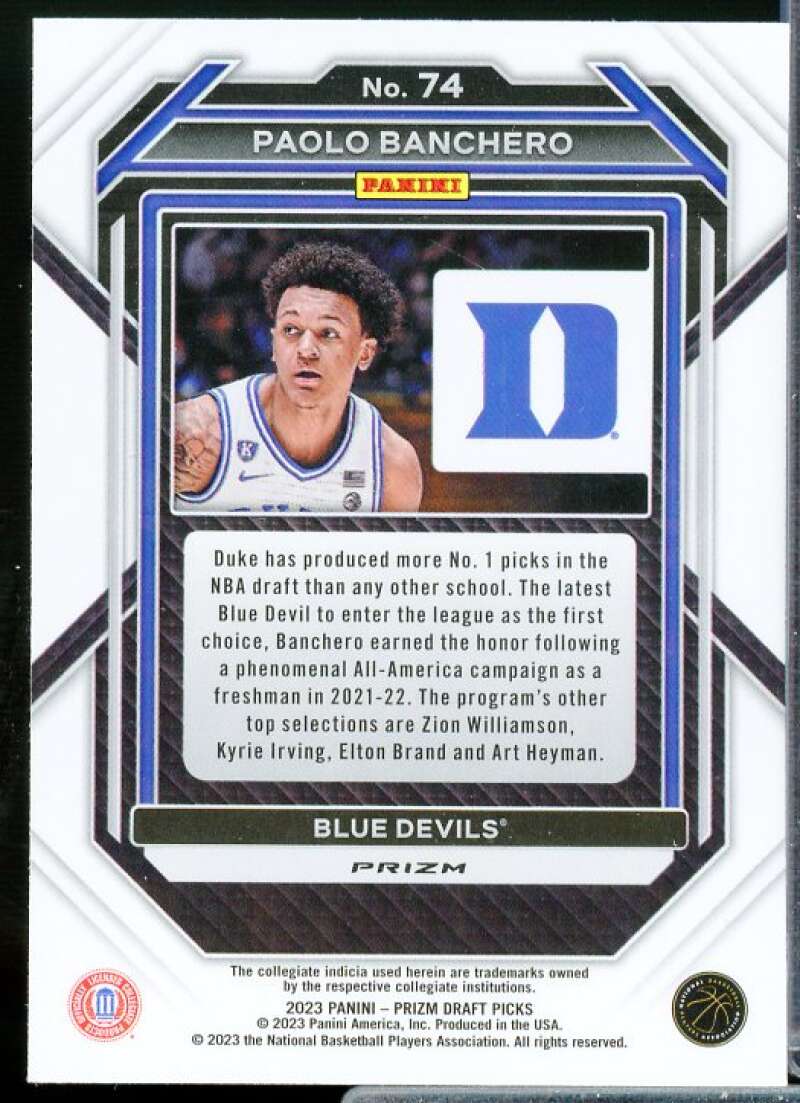 Paolo Banchero Card 2023-24 Panini Prizm Draft Picks Prizms Red Ice #74  Image 2