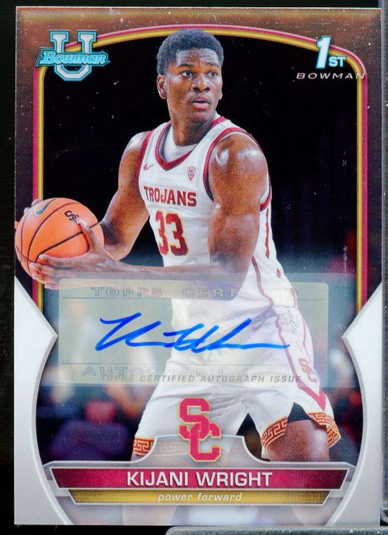 Kijani Wright Rookie 2022-23 Bowman Chrome University Prospect Autographs #51  Image 1