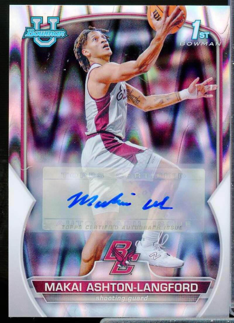 Makai Ashton-Langford 2022 Bowman Chrome University Prospect AU RayWave Ref #21  Image 1