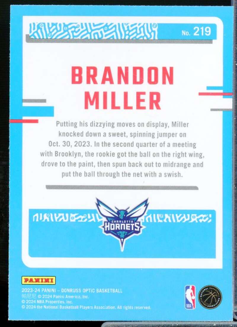 Brandon Miller RR Rookie Card 2023-24 Donruss Optic #219  Image 2