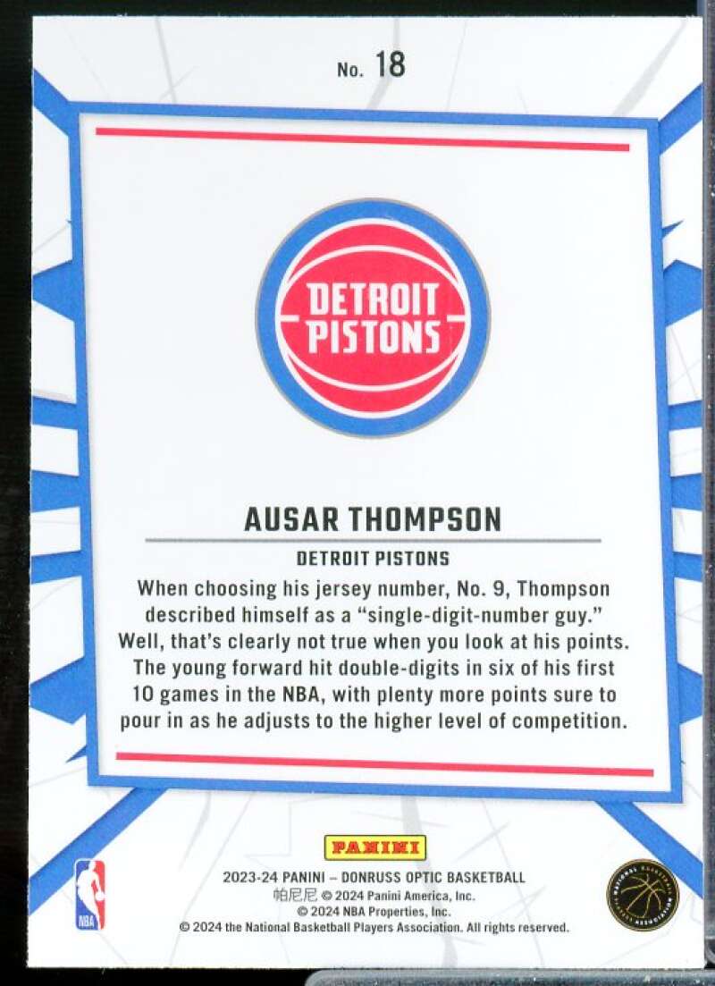 Ausar Thompson Rookie Card 2023-24 Donruss Optic My House #18  Image 2