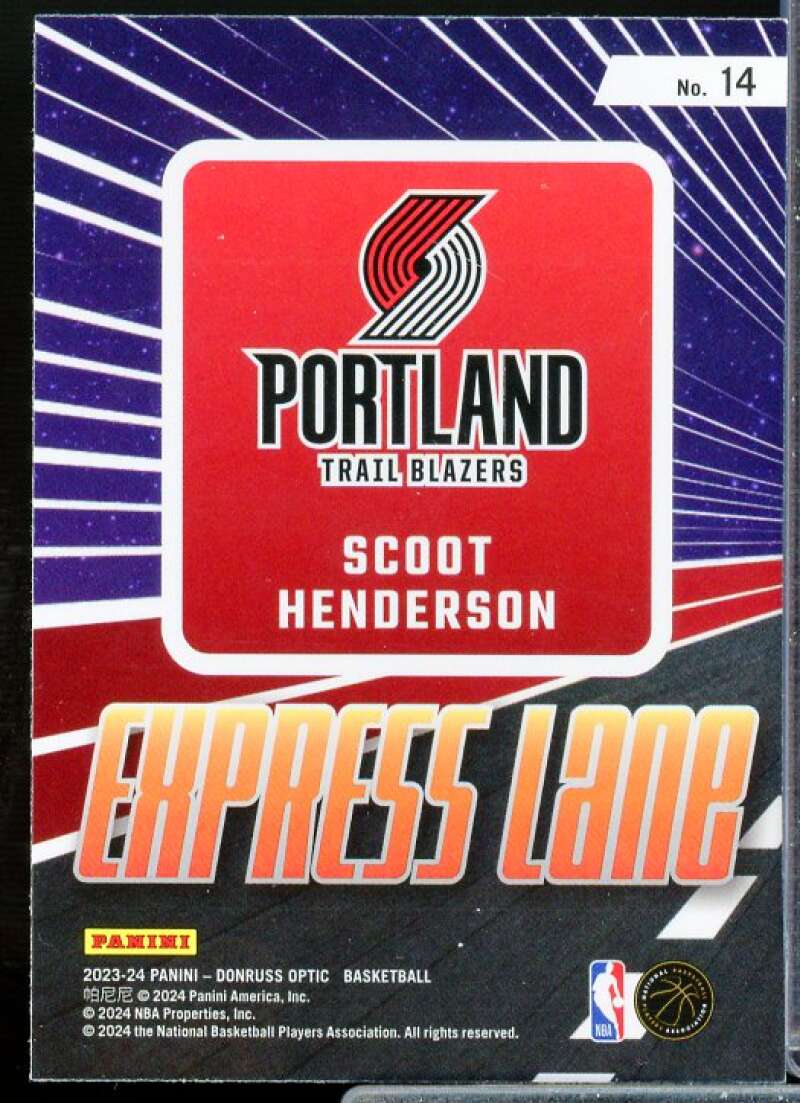 Scoot Henderson Rookie Card 2023-24 Donruss Optic Express Lane #14  Image 2