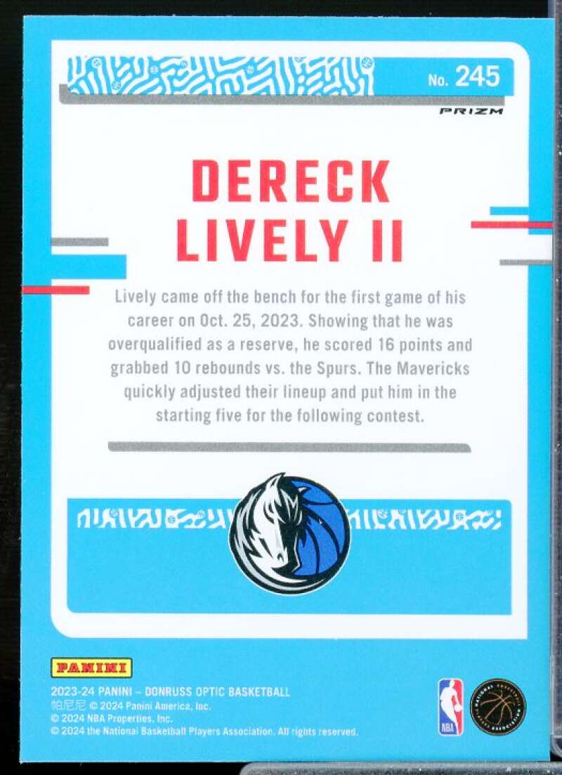 Dereck Lively II RR Rookie Card 2023-24 Donruss Optic Purple Shock #245  Image 2