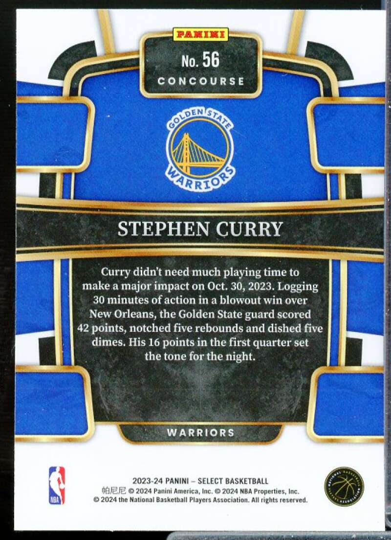 Stephen Curry Card 2023-24 Select Blue #56  Image 2