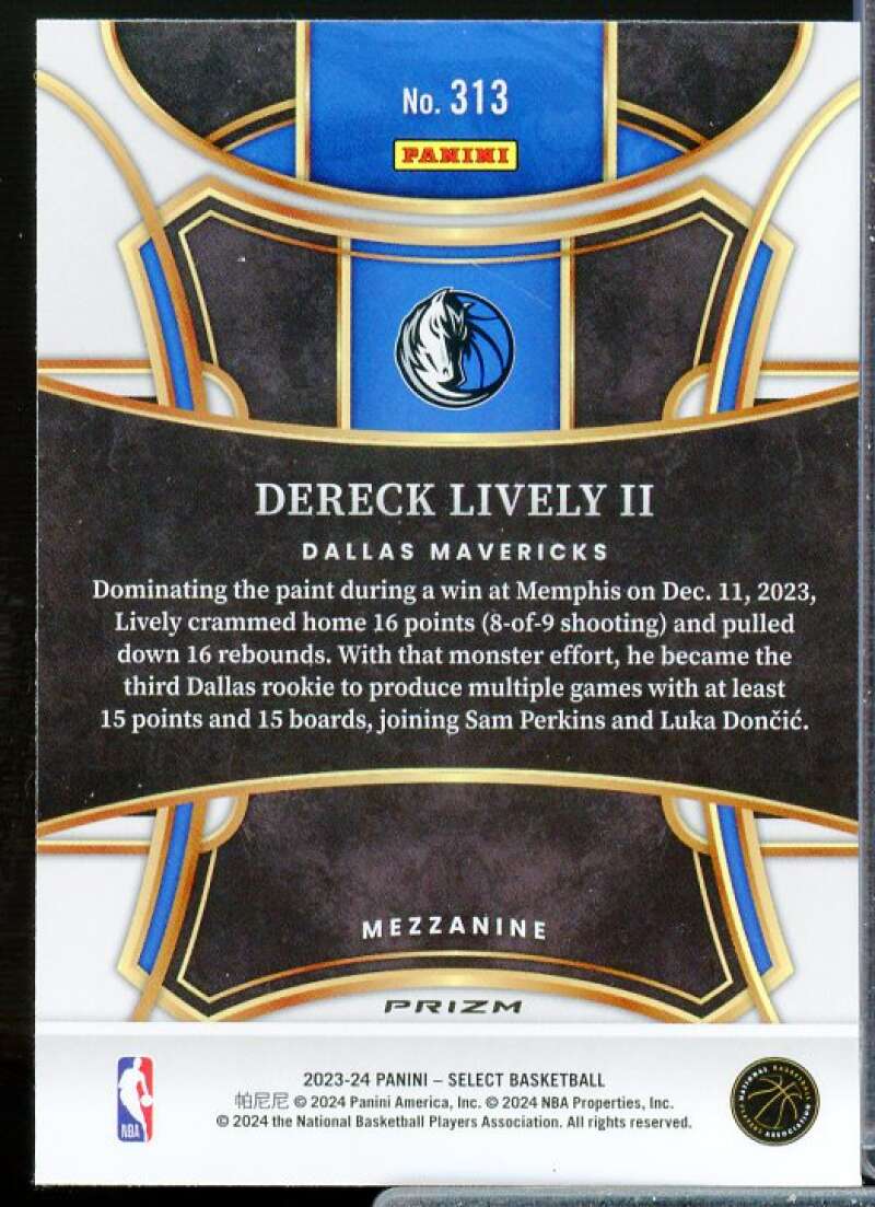 Dereck Lively II Rookie Card 2023-24 Select Prizms Orange Flash #313  Image 2