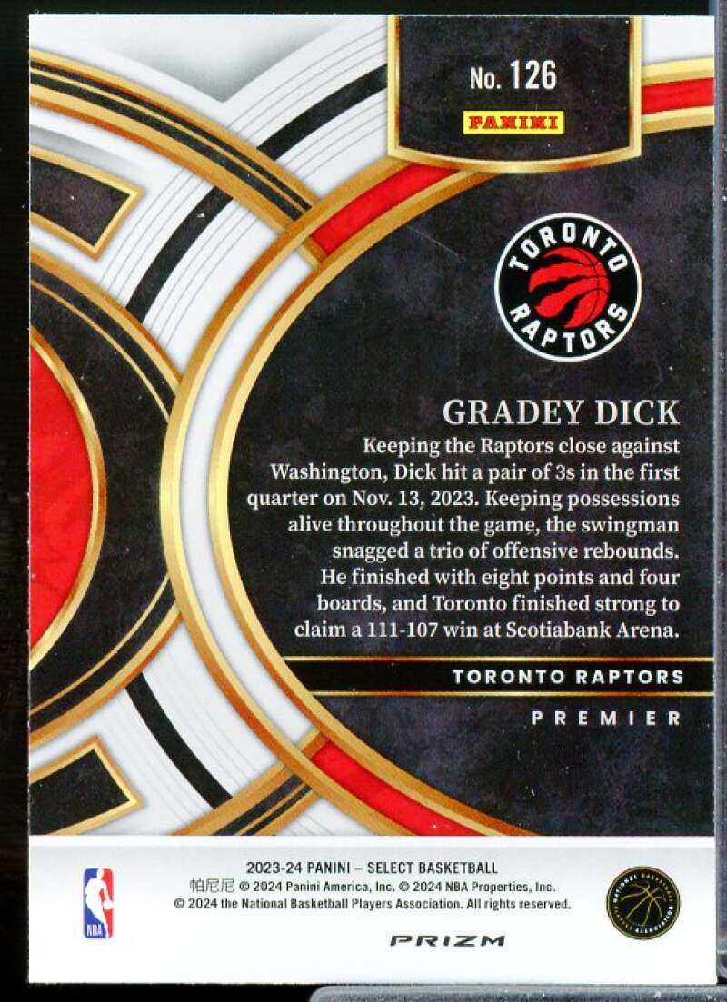 Gradey Dick Rookie Card 2023-24 Select Prizms Orange Flash #126  Image 2