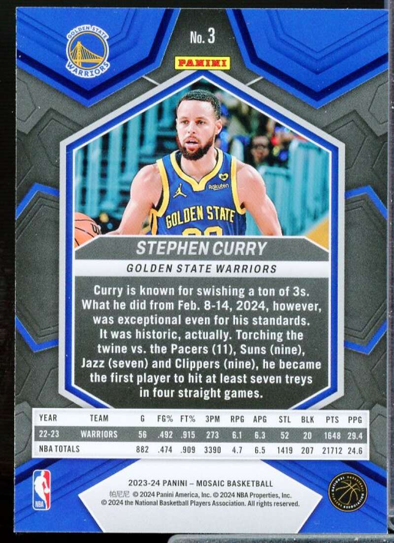 Stephen Curry Card 2023-24 Panini Mosaic #3  Image 2