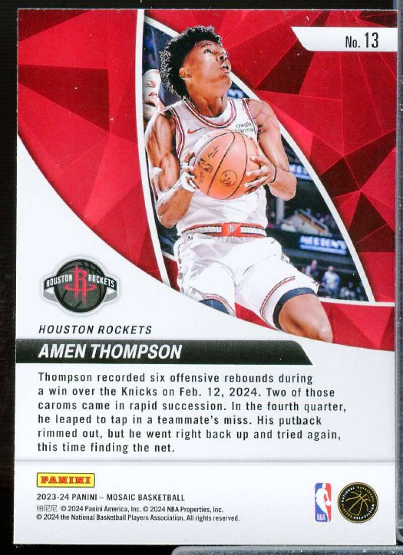 Amen Thompson Rookie Card 2023-24 Panini Mosaic Elevate #13  Image 2