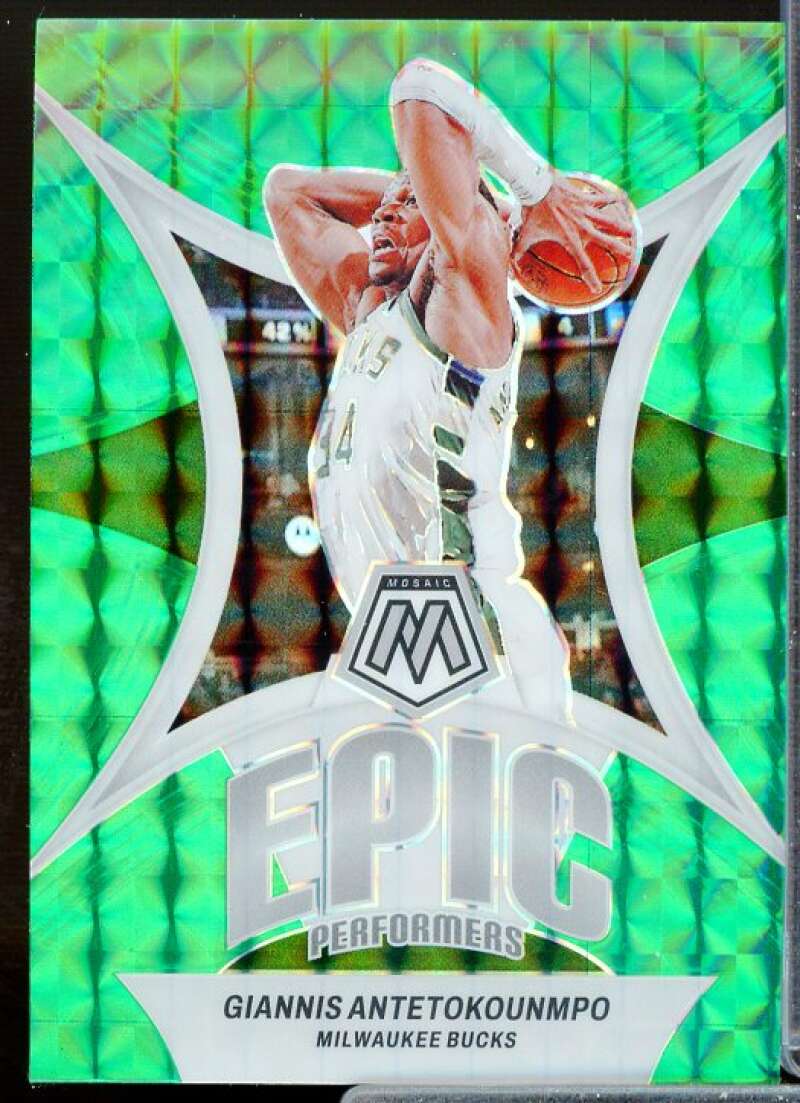 Giannis Antetokounmpo 2023-24 Panini Mosaic Epic Performers Mosaic Green #8  Image 1