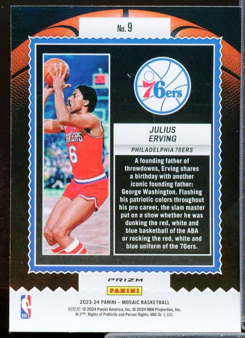 Julius Erving Card 2023-24 Panini Mosaic Jam Masters Mosaic Green #9  Image 2