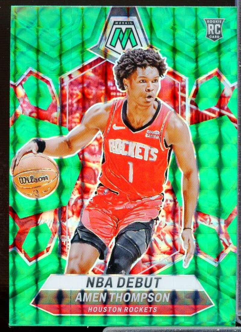 Amen Thompson/NBA Debut Rookie Card 2023-24 Panini Mosaic Mosaic Green #269  Image 1